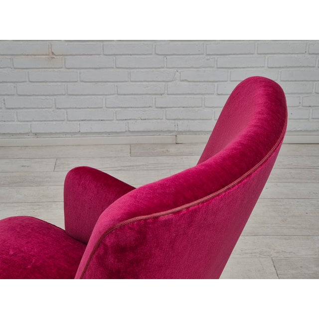 Vintage Danish Easy Chair in Velour, 1960s For Sale - Image 12 of 18