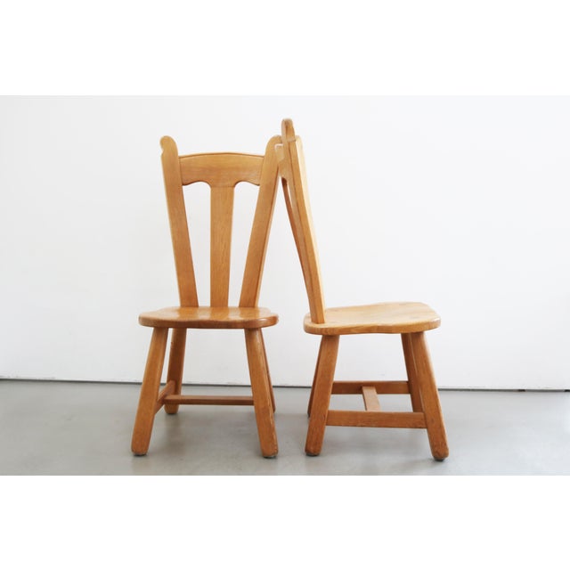 Wood Vintage Brutalist Oak Chairs by De Puydt, 1960s, Set of 6 For Sale - Image 7 of 12