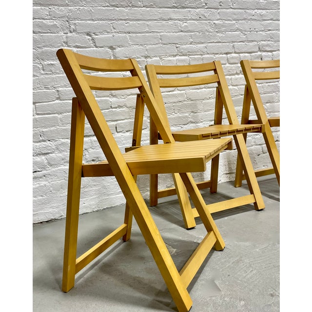 1960s Mid Century Modern Walnut Folding Chairs, Set of 4 For Sale - Image 5 of 11