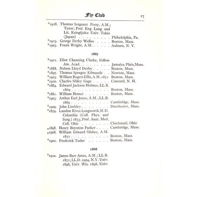 Catalogue of the Fly Club of Harvard University 1836-1948 For Sale In New York - Image 6 of 11
