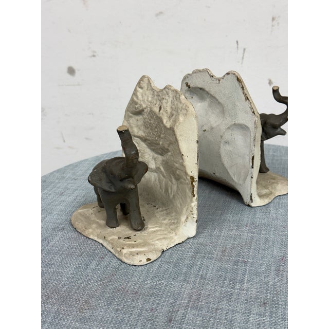 Vintage Cast Metal Elephant Bookends, Pair For Sale - Image 4 of 12