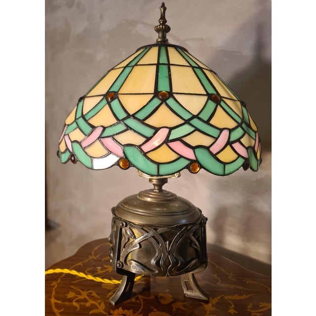 Art Nouveau Bronze and Brass Table Lamp, 1900 For Sale - Image 6 of 8