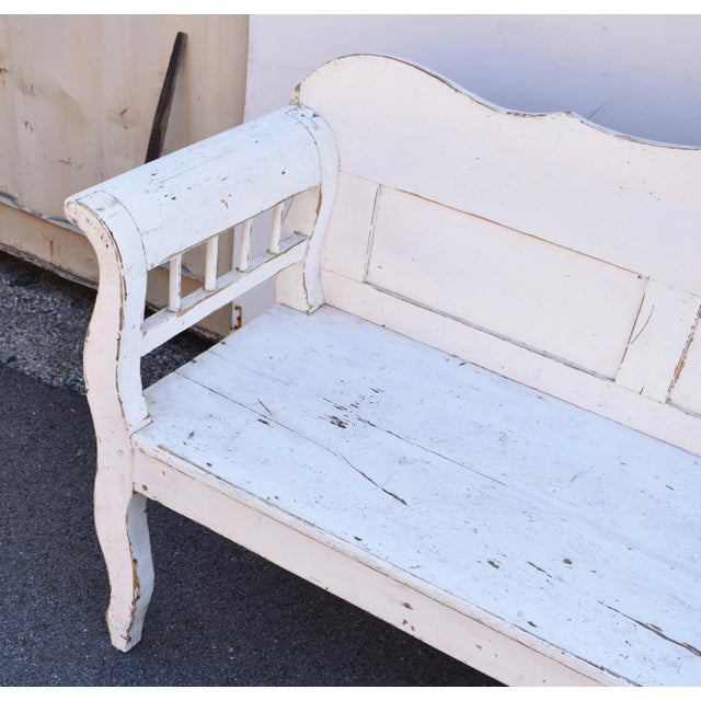 Painted Pine and Oak Bench or Settle, Circa 1890 For Sale - Image 11 of 12