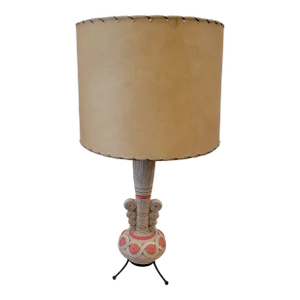 1960s Mid-Century Table Lamp Atomic Pottery and Metal