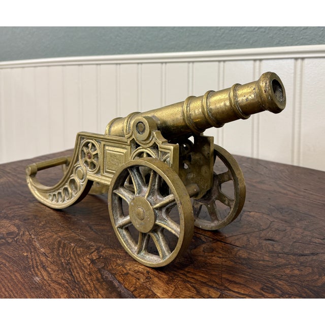 Vintage English Brass Minature Model Cannon & Carriage For Sale - Image 4 of 18