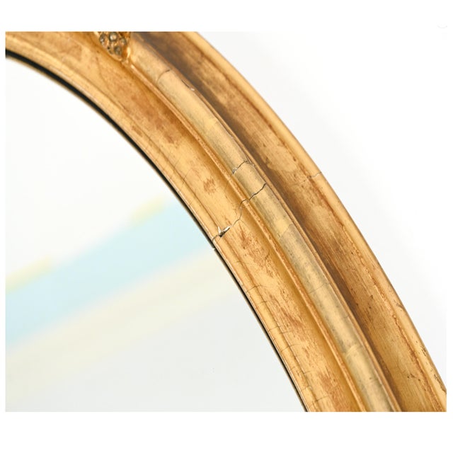 Antique Louis XVI Style Oval Gilt Wood Wall Mirror For Sale - Image 12 of 16