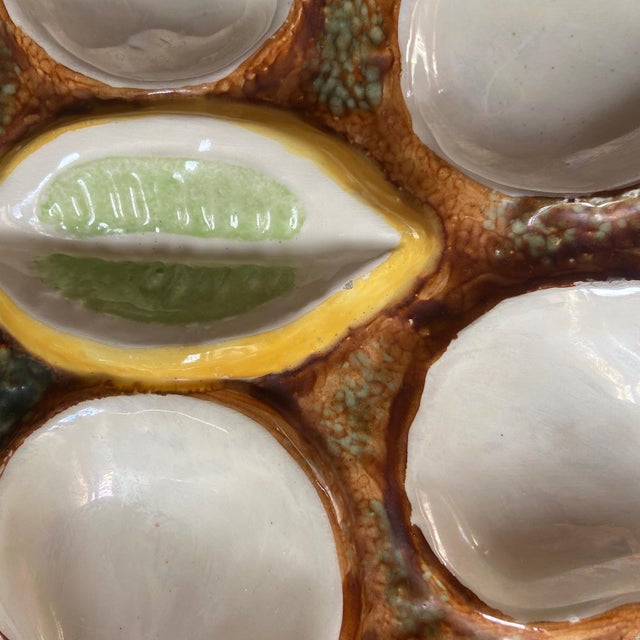 Ceramic Vintage French Majolica Oyster Plates from Vallauris, 1950s, Set of 2 For Sale - Image 7 of 9