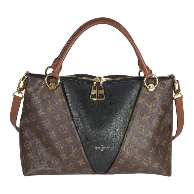 Black Monogram Canvas V Tote MM For Sale