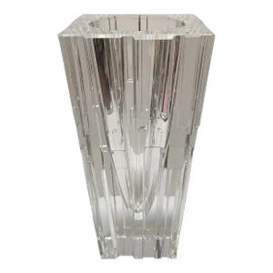 Art Deco Style Signed Orrefors Architectural Crystal Vase