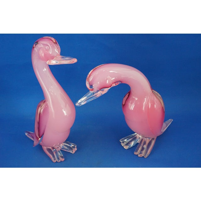 Large 20th Century Ducks in Pink Sommerso Glass by Archimede Seguso, Murano, Italy, Set of 2 For Sale - Image 9 of 18