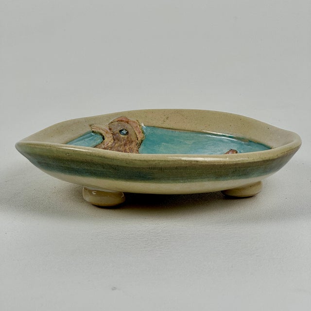 Vintage Pair of Ceramic Footed Plate With Two Hens, Circa 2000 by the Quyle Kilns California, Signed For Sale - Image 10 of 11