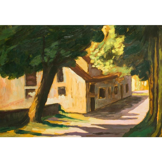 Giorgio de Vincenzi, Landscape with House (Villa Borghese), Oil on Panel For Sale - Image 3 of 5