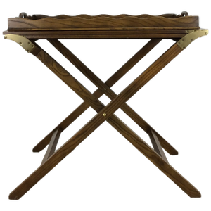 Vintage Campaign Style Serving Tray With Two Folding Leafs