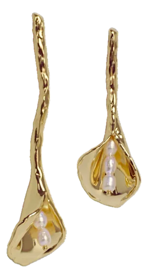 Calla Lily Earrings 14k, A Pair