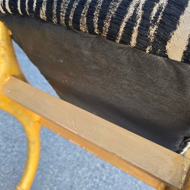 Egyptian Revival Gilded Horse-Head Curule Chair With Zebra Upholstery, Italy, 1970s–1980s For Sale - Image 9 of 10