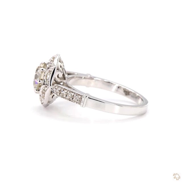 Modern Antique Design 1.07 Carat Old European Cut Diamond Gold Ring, Size 6.5 For Sale - Image 3 of 9