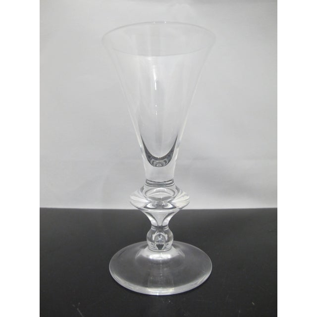 Traditional Early 20th Century Steuben 7737 Pattern Clear Teardrop 5 3/4" White Wine Glass Pair With Sleeves For Sale - Image 3 of 8