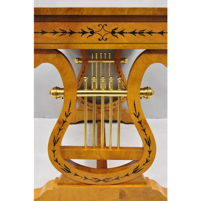 Vintage Italian Regency Lyre Harp Burlwood Desk & Chair by Binda Collection For Sale - Image 16 of 18