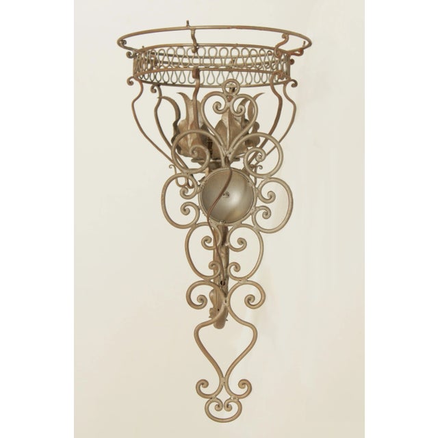 Vintage Italian Wrought Iron Wall Sconce For Sale - Image 11 of 12