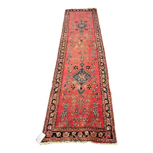 Antique Lilihan Sarouk Runner Open Artistic Design in Rare Narrow Size Rug 2.8 x 9.7 For Sale