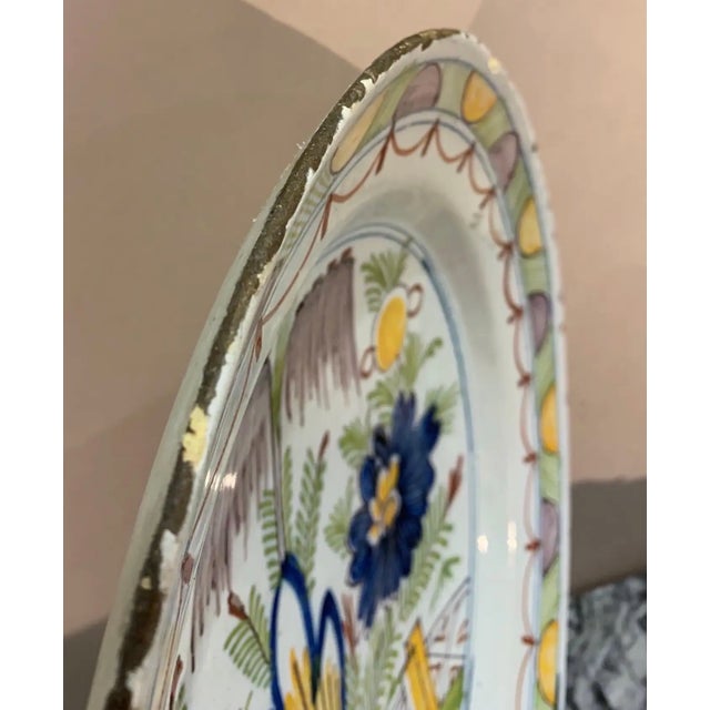 Traditional 18th-19th Century Polychrome Delft Platter For Sale - Image 3 of 9