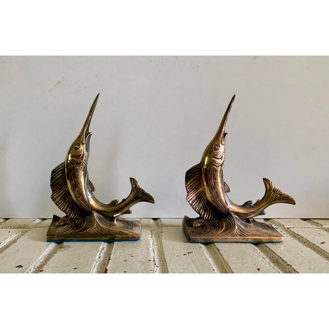 Vintage MidCentury Brass Swordfish Fish Bookends a Pair Chairish
