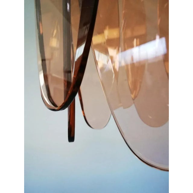 Mid-Century Modern Italian Ground Pink Glass Pendant Lamp from Veca For Sale - Image 9 of 16