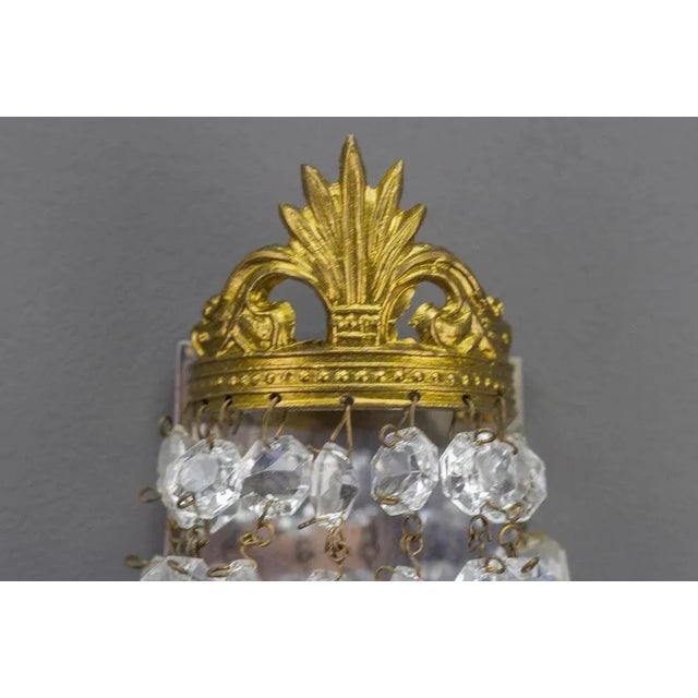 Gold Empire Style Crystal and Brass Wall Lamp For Sale - Image 8 of 18