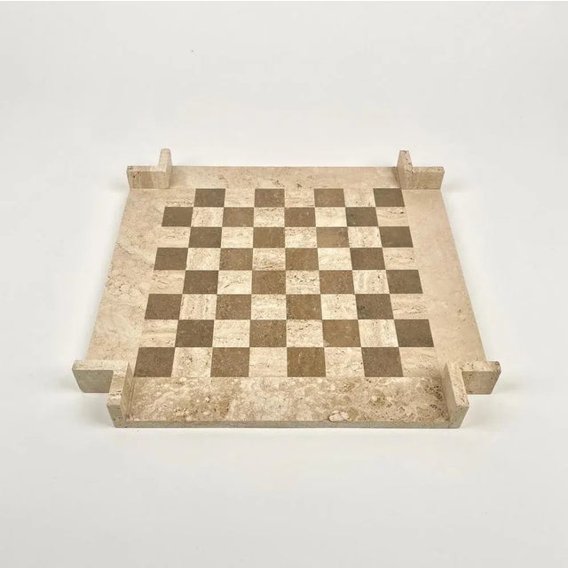 Beige Bicolor Travertine Chess Game in the style of Angelo Mangiarotti, Italy, 1970s For Sale - Image 8 of 9
