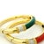 Estate Pair of 18K Yellow Gold Coral, Green Onyx & Diamond Bangle Bracelets For Sale - Image 18 of 18