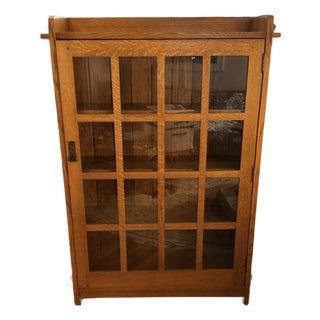 Stickley Arts & Crafts Oak Single Door Bookcase For Sale