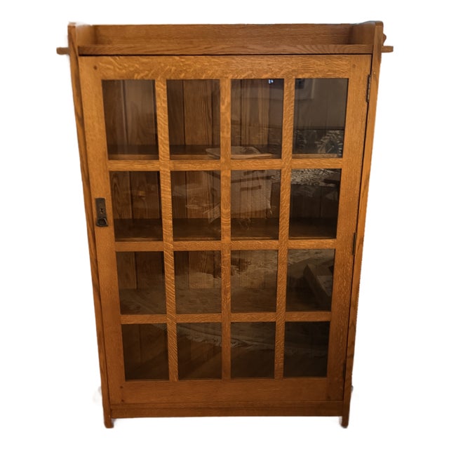 Stickley Arts & Crafts Oak Single Door Bookcase For Sale