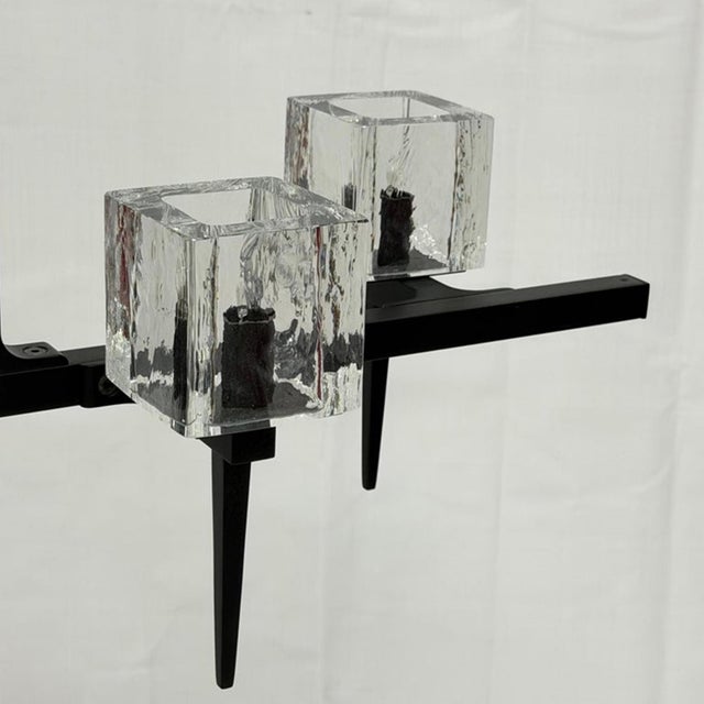 Marian Jamieson "Kellen" Chandelier, Blackened Steel & Murano Glass Style Shades For Sale - Image 13 of 18