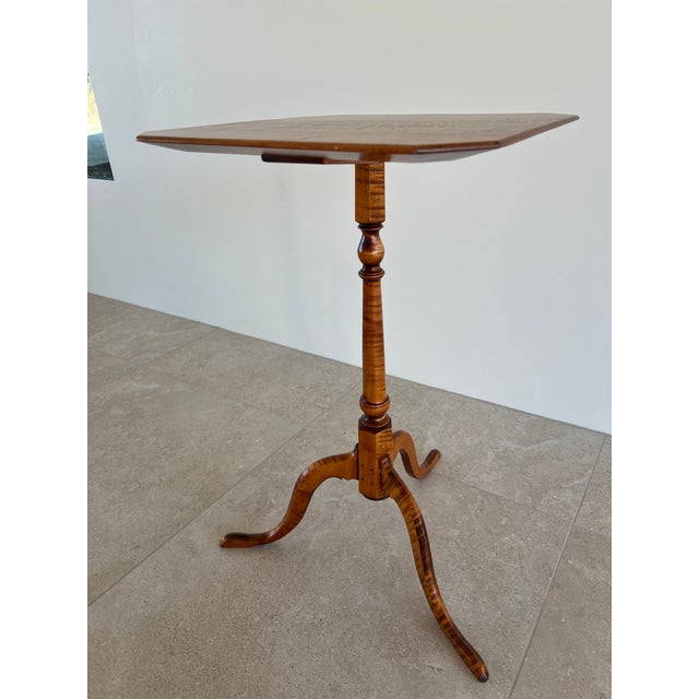 Richard Dimes Company 1990s Dr Dimes Dunlap Tiger Maple Candle Stand For Sale - Image 4 of 12