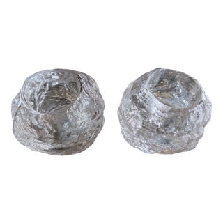 Vintage Kosta Boda Glass Snowball Votive Candle Holders - a Pair For Sale