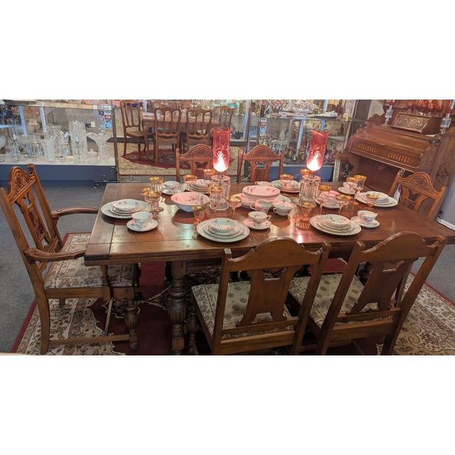 1930s Jacobean Tudor Table and 6 Chairs - Set of 7 For Sale - Image 17 of 17