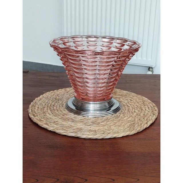 Art Deco Funnel-Shaped Vase in Blown Glass & Chrome Mount, 1920s For Sale - Image 16 of 18