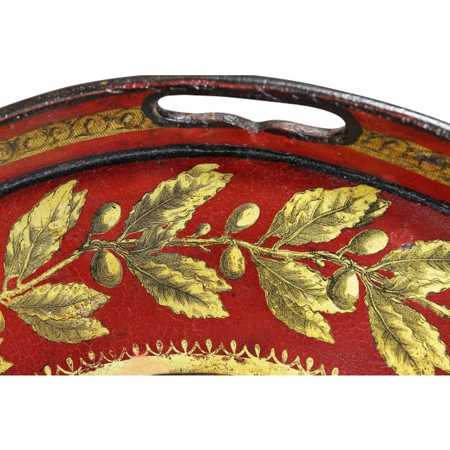 Metal Regency Painted Tole Tray For Sale - Image 7 of 10