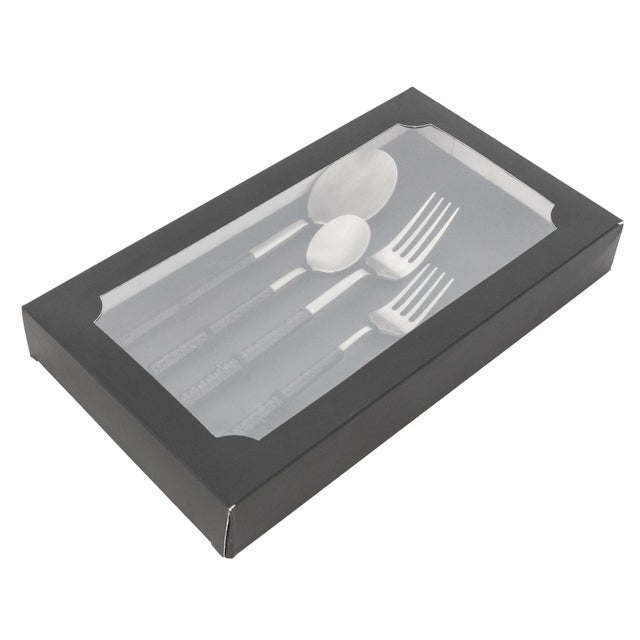 Artifacts Rattan Stainless Steel Cutlery with Gift Box in Black - Set of 5 For Sale - Image 4 of 5