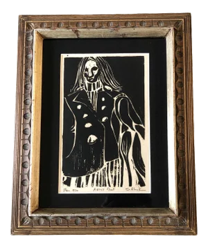 Original Vintage Modernist Wood Block Print “Man” Artist Proof Signed