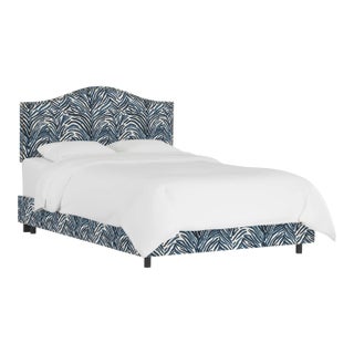 Ashland Bed in Blue Washed Zebra, King For Sale