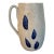 Mid-Century Williamsburg Pottery Handmade Stoneware 7” Mug With Blue Leaf Motif For Sale