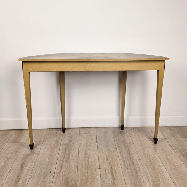 Yellow George III Style English Painted Demilune Console, Circa 1920 For Sale - Image 8 of 13