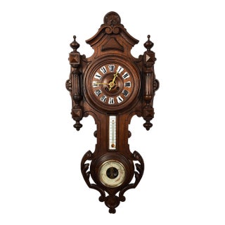 1850 French Small Wall Clock With Triple Function: Clock Barometer and Thermometer by Vincenti & Cie For Sale