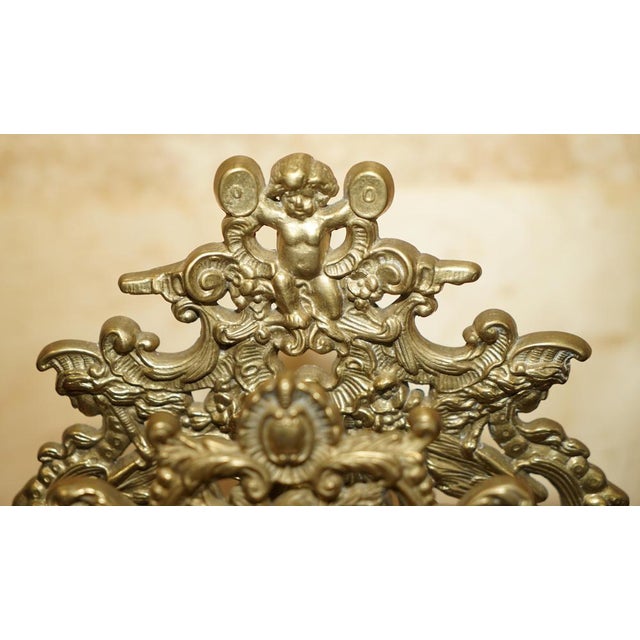 Baroque French Baroque Repousse Gilt Brass Inkwell Letter Stand with Cherubs, 1900s For Sale - Image 3 of 18