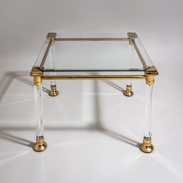 Coffee Tables in Acrylic Glass and Brass, Italy, 1950s, Set of 2 For Sale - Image 8 of 13
