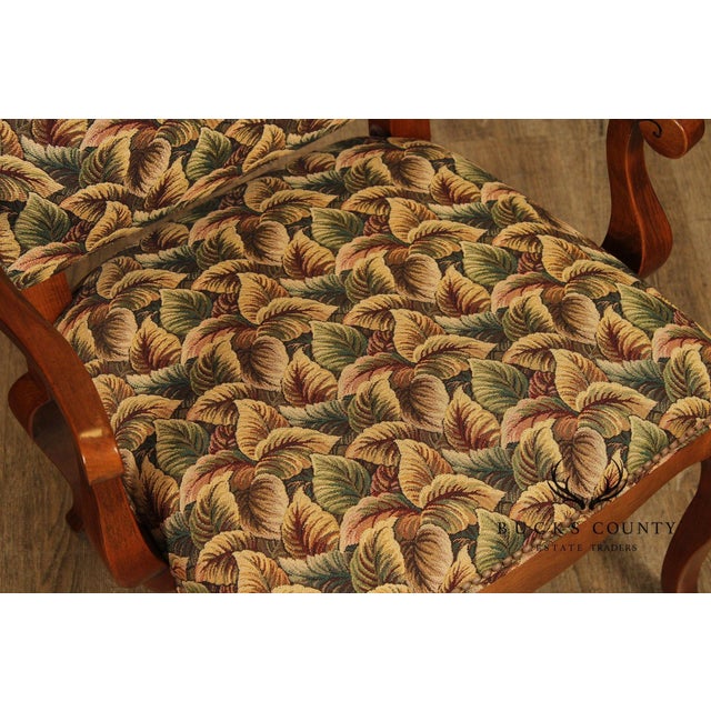 Pair of Ethan Allen Legacy Collection Upholstered Armchairs with Cabriole Legs For Sale - Image 10 of 15