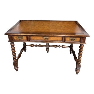 Late 20th Century English Barley Twist Leather Top Desk For Sale
