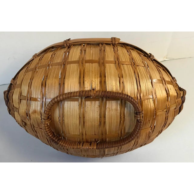 Wood Vintage Handled Basket For Sale - Image 7 of 8