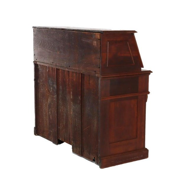 Antique Walnut & Burl Drop Front Desk With Teardrop Pulls C1880 For Sale - Image 16 of 16